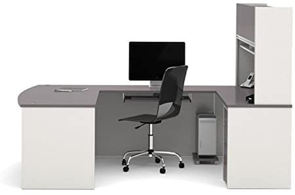 Connexion U-Shaped Workstation with Three Drawers, Slate-2