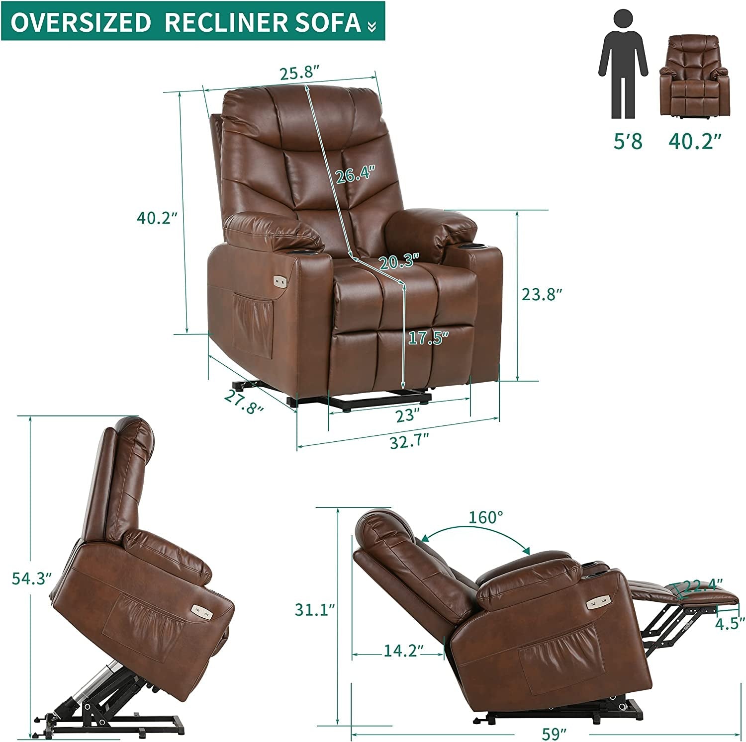 Electric Power Lift Recliner Chair with Massage and Heat-1