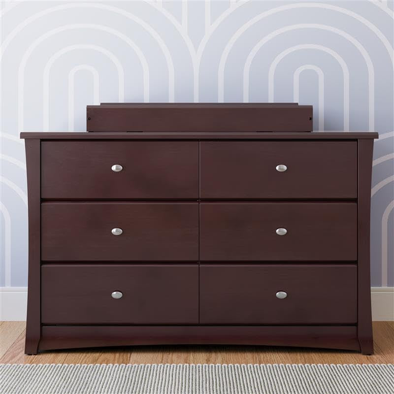 Crescent 6 Drawer Double Dresser (Espresso) – GREENGUARD Gold Certified, Dresser for Nursery, 6 Drawer Dresser, Kids Dresser, Nursery Dresser Drawer Organizer, Chest of Drawers-3