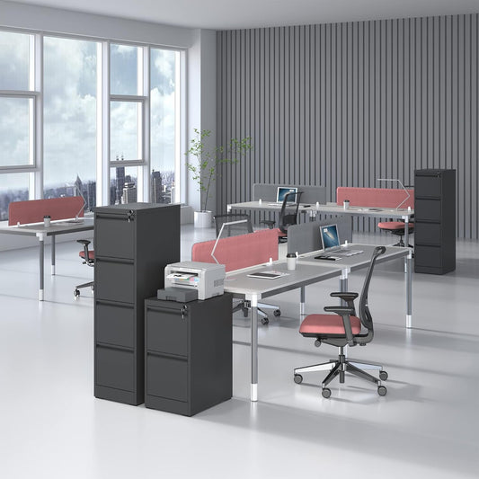 4 Drawer File Cabinet for Home Office, Vertical File Cabinet with Lock, Locking File Cabinet Hanging Files for A4/ Legal/Letter, Require Assembly, Black-1