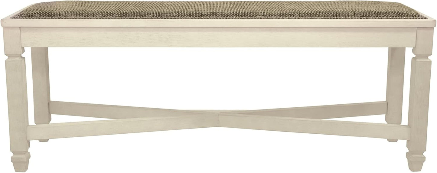 Bolanburg French Country Upholstered Dining Room Bench, Antique White-3
