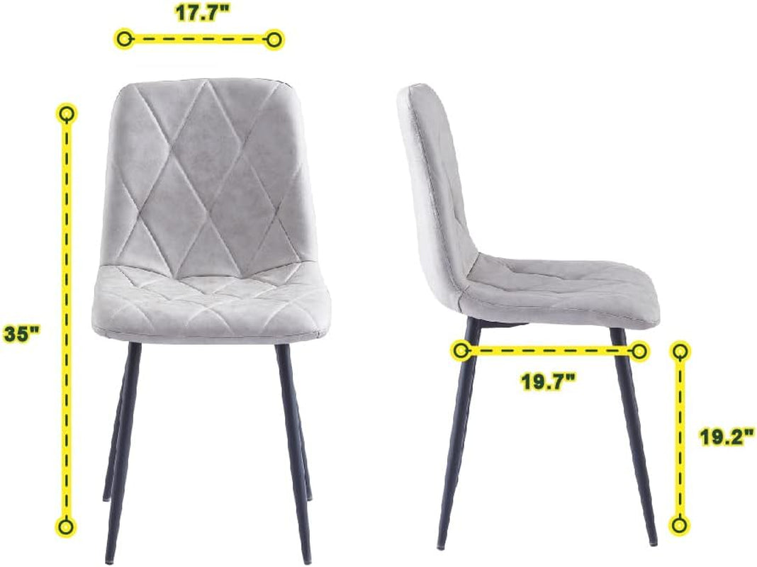 4 Set of Dining Chairs, Metal Frame Dining Chair for Kitchen Room,Technology Cloth Seat Chair for Living Room, Bedroom(Grey)-1