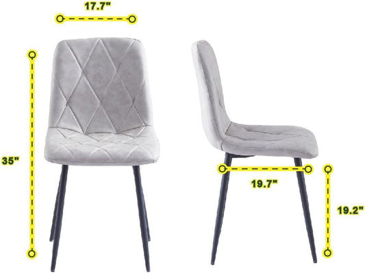 4 Set of Dining Chairs, Metal Frame Dining Chair for Kitchen Room,Technology Cloth Seat Chair for Living Room, Bedroom(Grey)-1