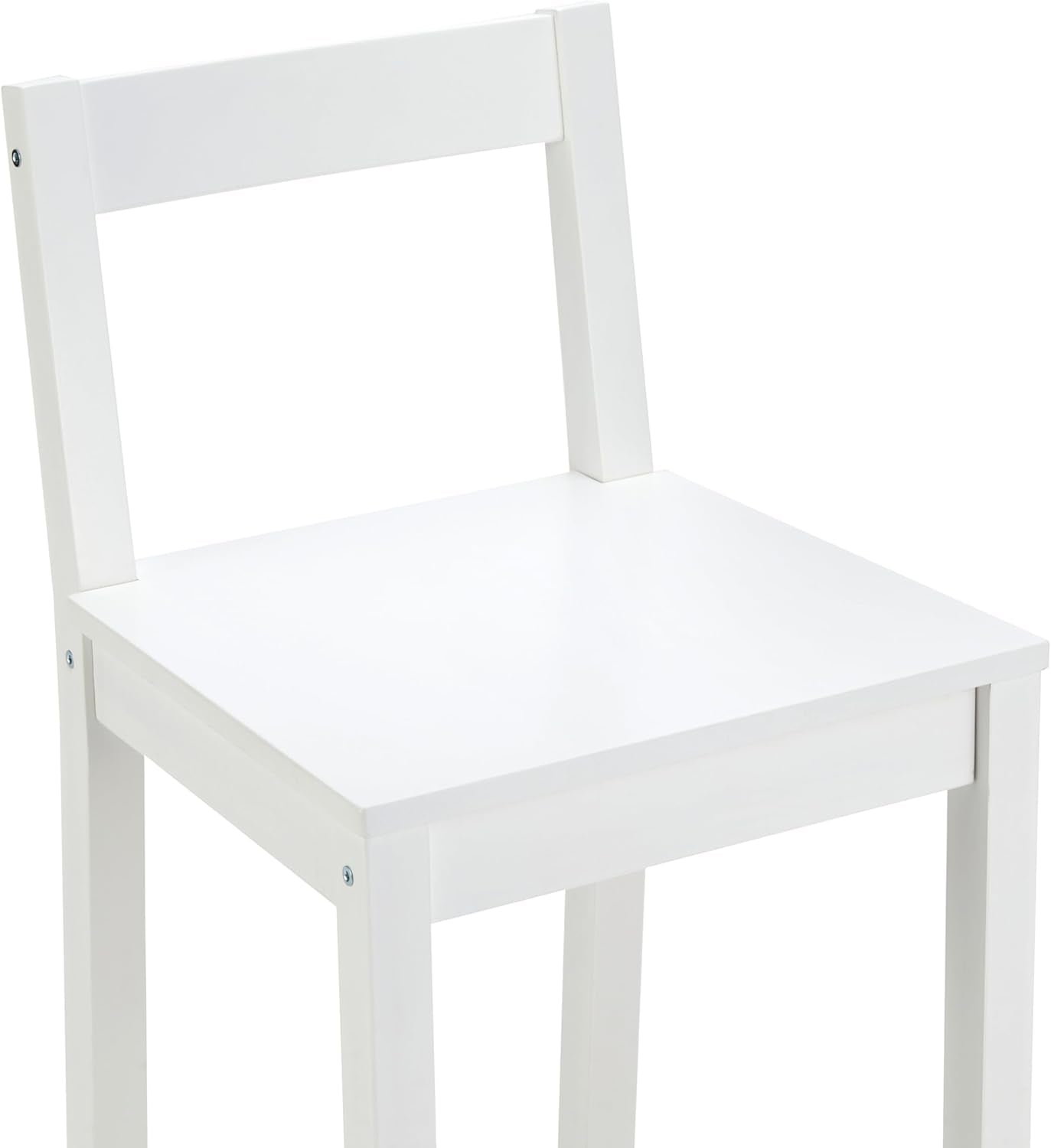 Wooden Bar Stool with Backrest, White, Set of 2-4