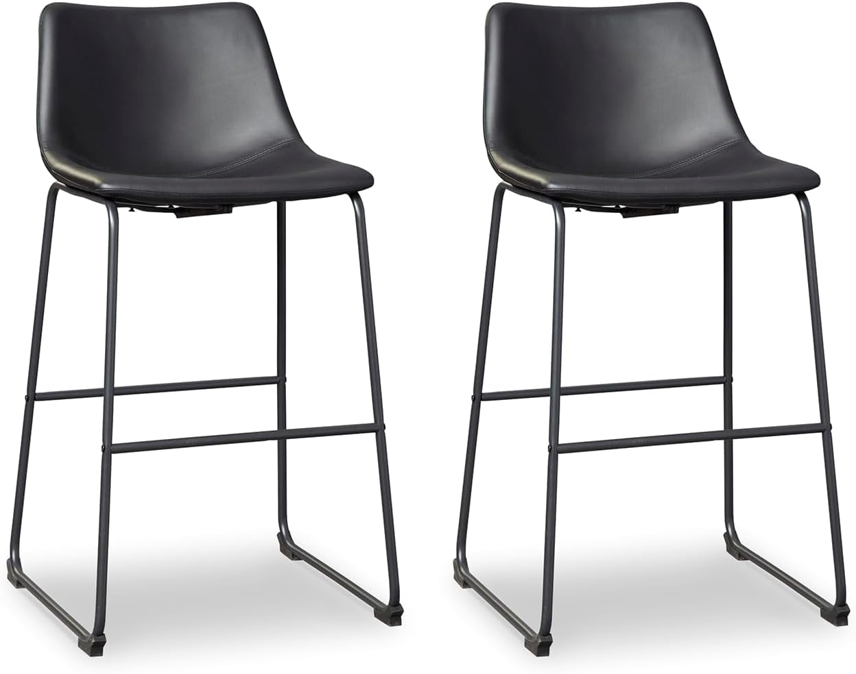 Centiar Modern Faux Leather 28.75" Pub Height Bucket Seat Barstool, Set of 2, Black-0