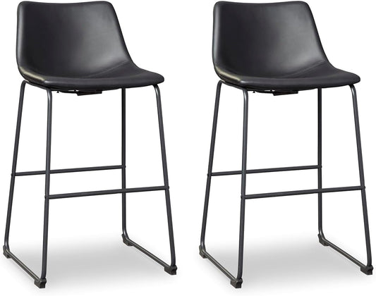 Centiar Modern Faux Leather 28.75" Pub Height Bucket Seat Barstool, Set of 2, Black-0