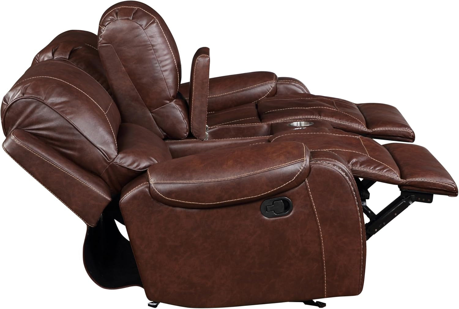 Brown Glider Recliner Loveseat with USB-4