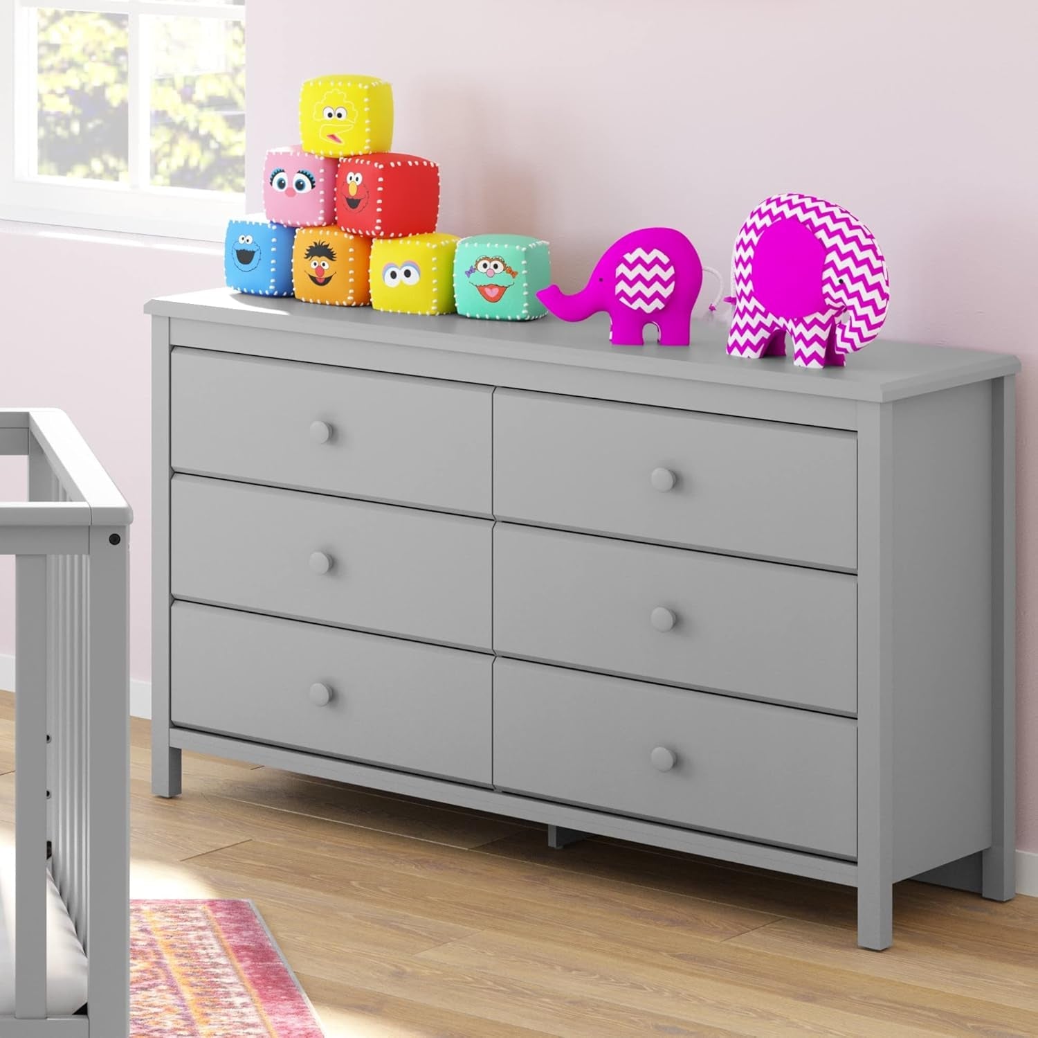 Pebble Gray 6 Drawer Double Dresser Nursery-3