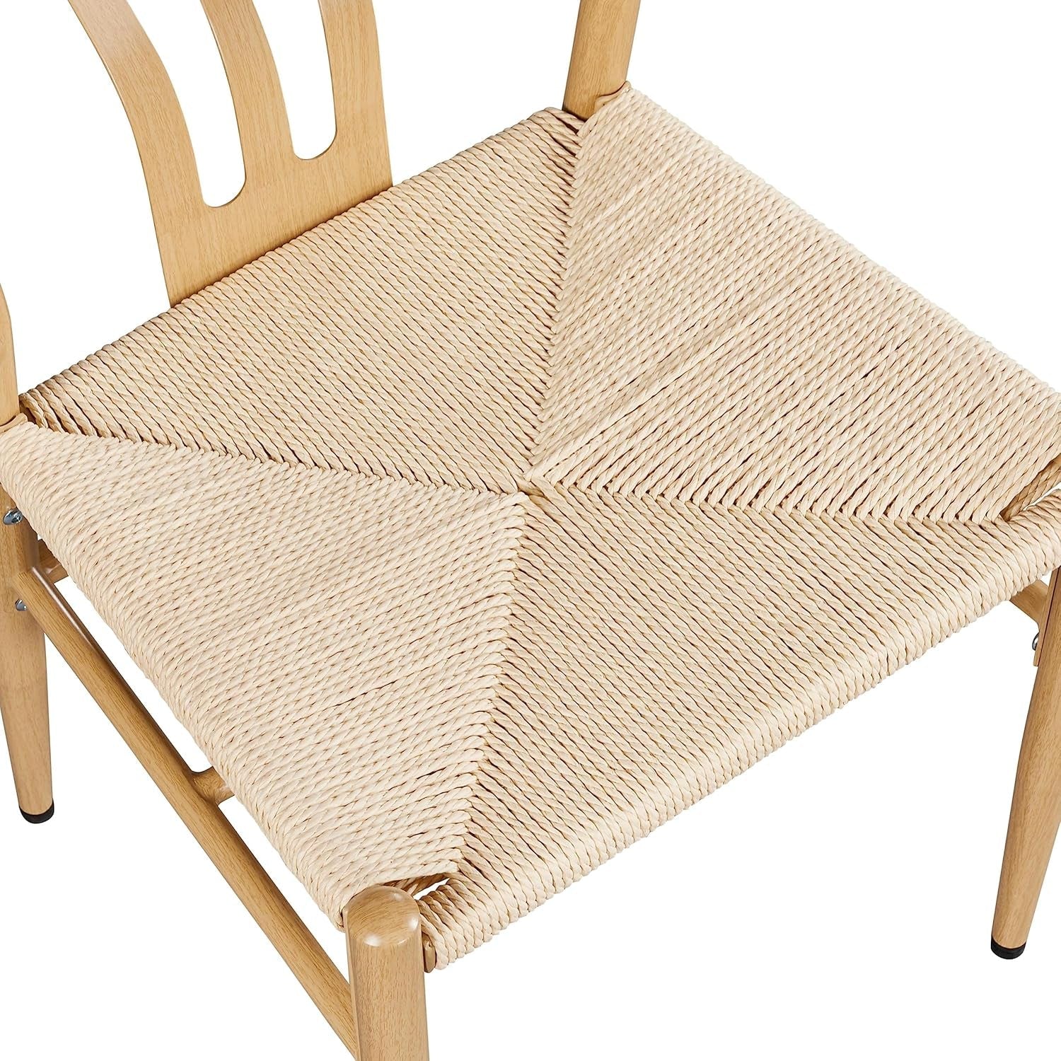 Wood Rattan Weave Dining Chairs (Set of 2)-4