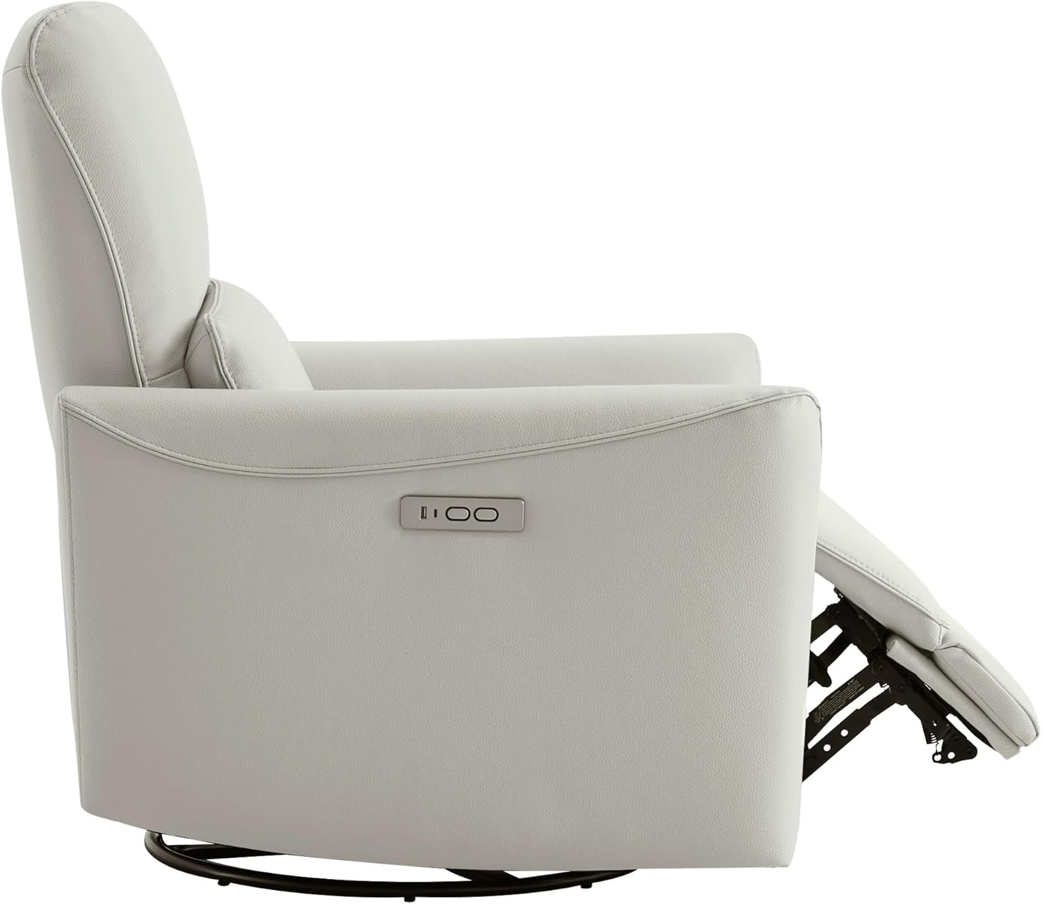 Power Recliner Chair Swivel Glider, FSC Certified Upholstered Faux Leather Living Room Nursery Reclining Sofa Chair with Lumbar Support, Cream-4