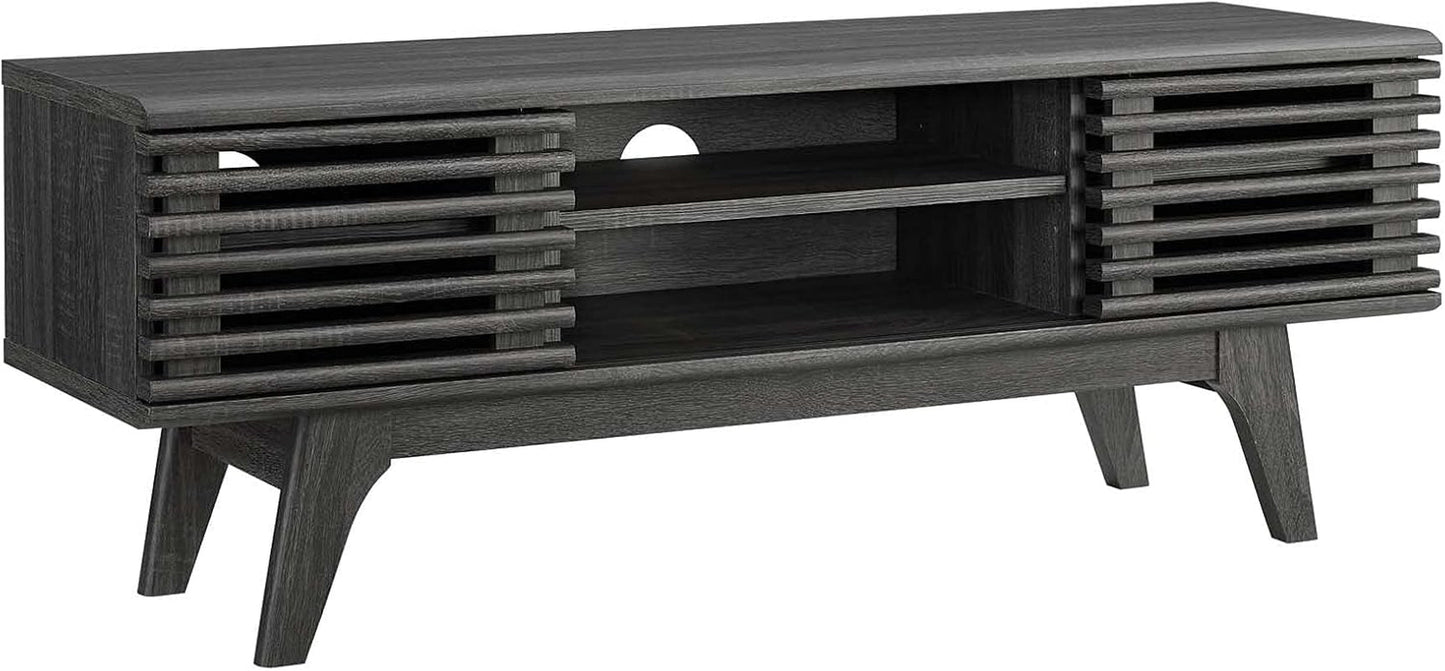 Render Mid-Century Modern Low Profile 46 Inch Media Console TV Stand in Charcoal, 46"-0