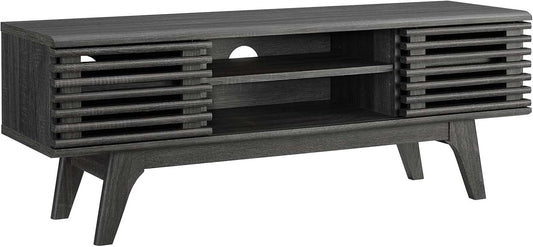Render Mid-Century Modern Low Profile 46 Inch Media Console TV Stand in Charcoal, 46"-0