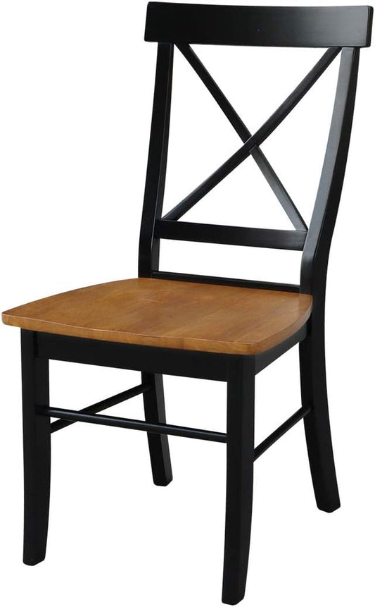 International Concepts X- Back Chair with Solid Wood Seat, Black/Cherry-0