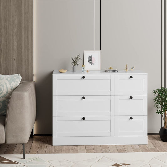 Modern White 6 Drawer Chest of Drawers-0