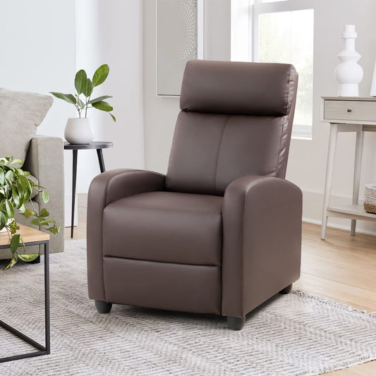 Nut Brown Recliner Sofa with Thick Cushion-1