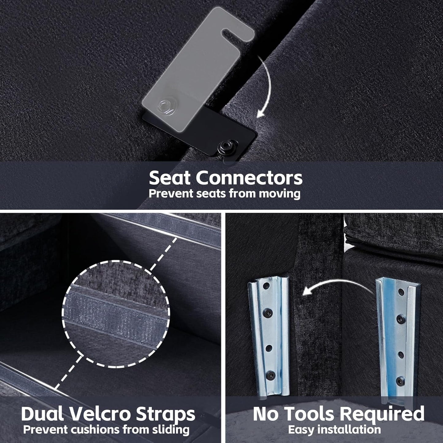 Modular Sectional Sofa Comfy Cloud Couch, U Shaped 4 Deep Seat Sofa Couch with 2 Ottoman, 157" Oversized Soft Modern Couches Set for Living Room, Chenille, Black, MT001-2