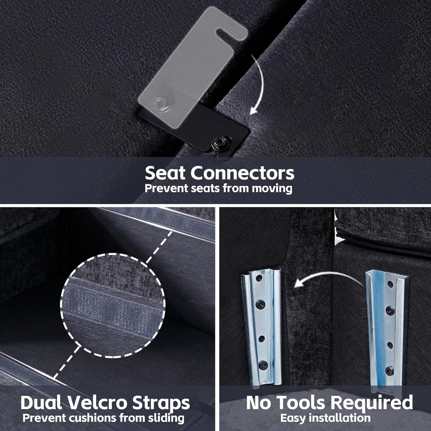 Modular Sectional Sofa Comfy Cloud Couch, U Shaped 4 Deep Seat Sofa Couch with 2 Ottoman, 157" Oversized Soft Modern Couches Set for Living Room, Chenille, Black, MT001-2