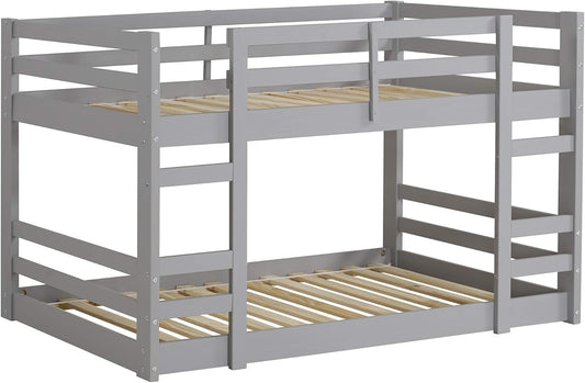 Alexander Classic Solid Wood Stackable Jr Twin over Twin Bunk Bed, Twin over Twin, Grey-0