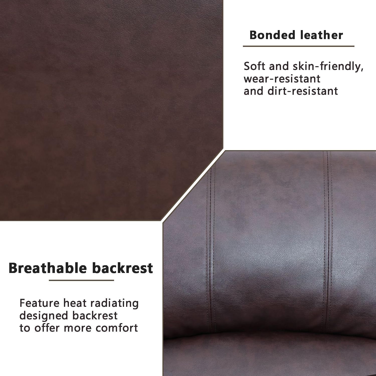 Luxury Recliner Sofa Living Room Set Reclining Sofa and Loveseat Chair Sets Living Room Furniture Sets Recliner Couches for Living Room/Office (A-Brown Leather, 3 Piece Set)-3