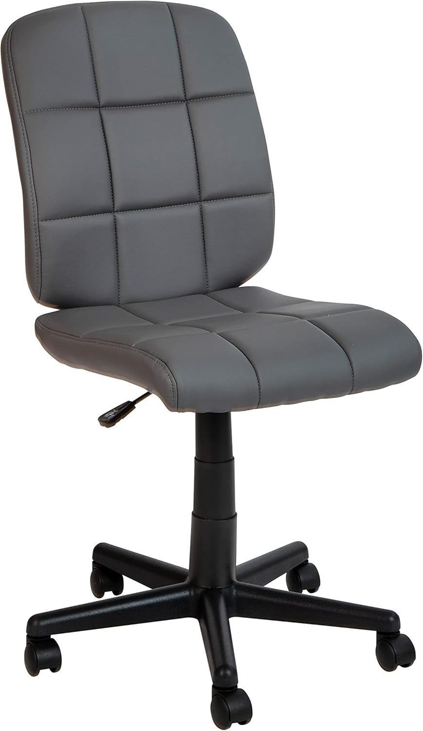 Clayton Mid Back Swivel Task Chair - Gray Vinyl Upholstery - Tufted Back and 360° Swivel-0