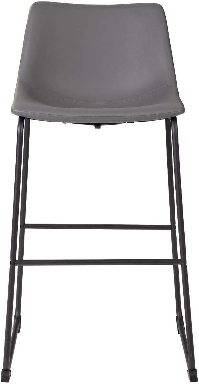 Centiar Modern Faux Leather 29" Pub Height Bar Stool, Set of 2, Gray-3