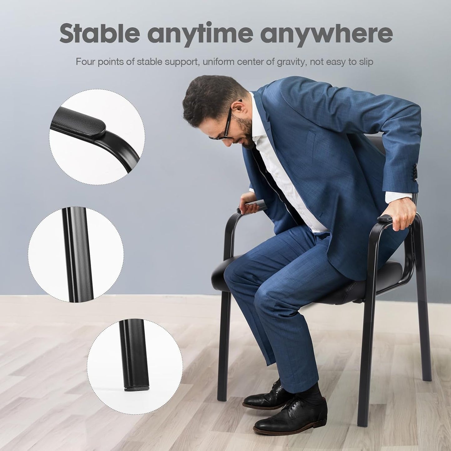 2 Leather Guest Chairs, Lumbar, Padded Arms, Office-2