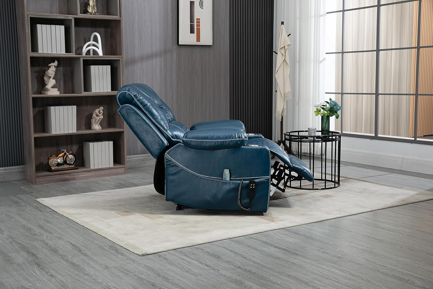 Oversized Electric Power Lift Recliner Chair for Elderly W/Massage and Heat, Infinite Positions 2 Remote Controllers Faux Leather Upholstered Recliner&Armchair W/Side Pockets & Cupholders-3