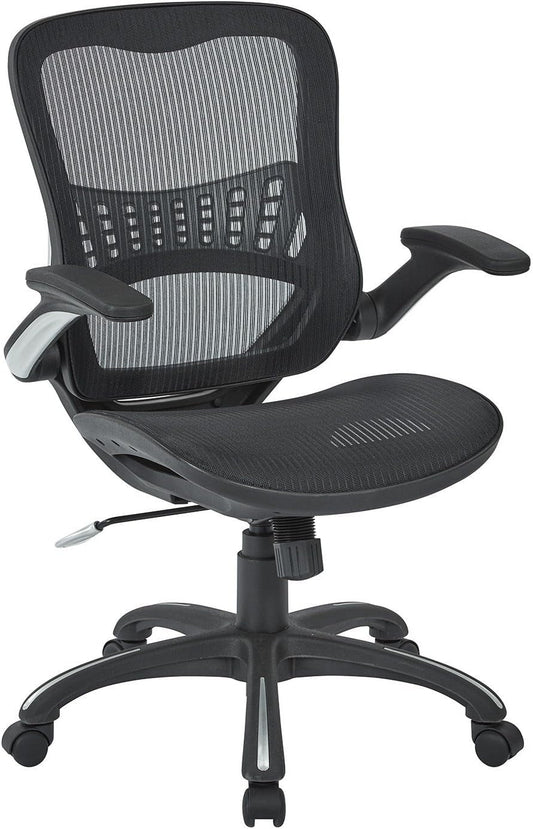 Office Star Ventilated Manager'S Office Desk Chair with Breathable Mesh Seat and Back, Black Base, Black-0