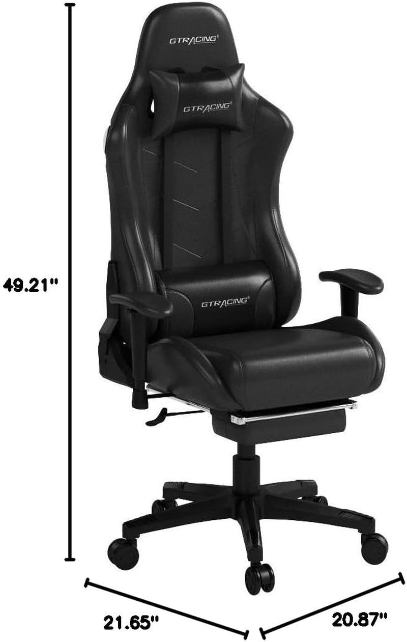 Gaming Chair with Footrest Speakers Video Game Chair Bluetooth Music Heavy Duty Ergonomic Computer Office Desk Chair (Black)-2