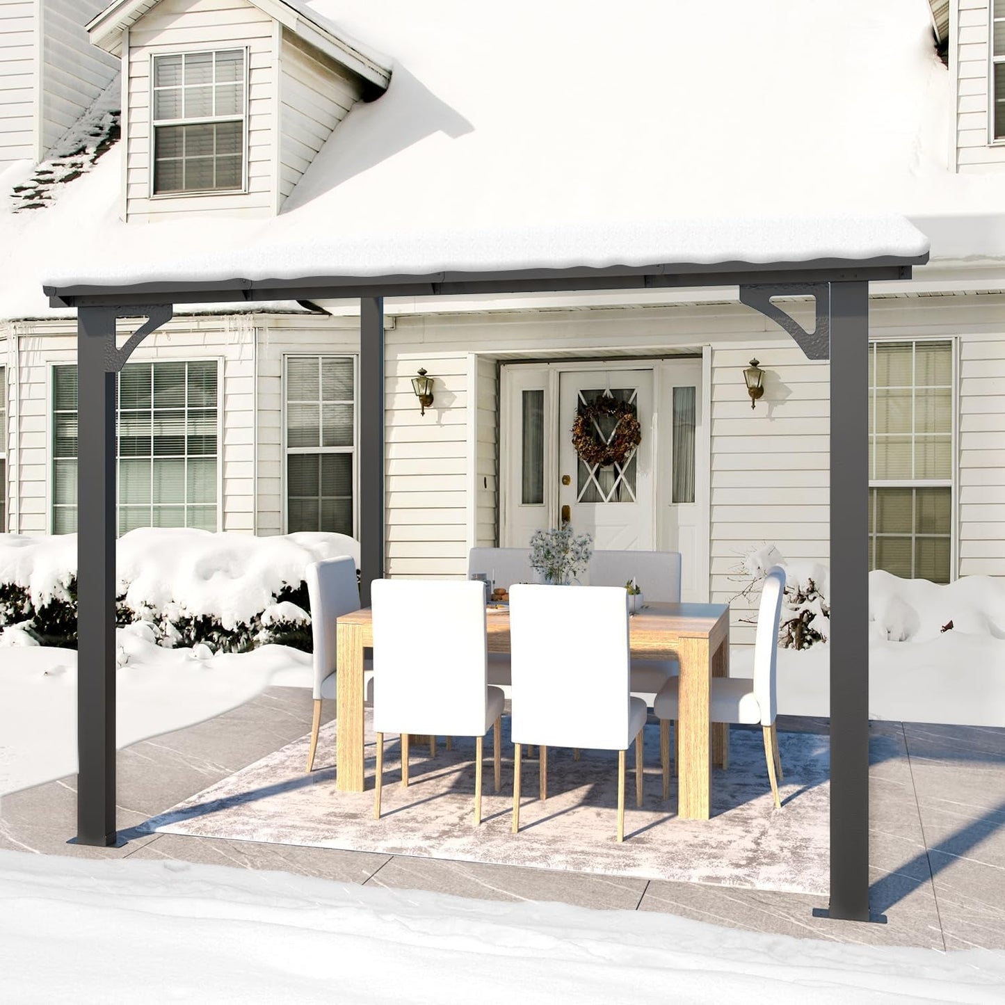 8x8 Wall-Mounted Gazebo Lean To Patio Clearance-3
