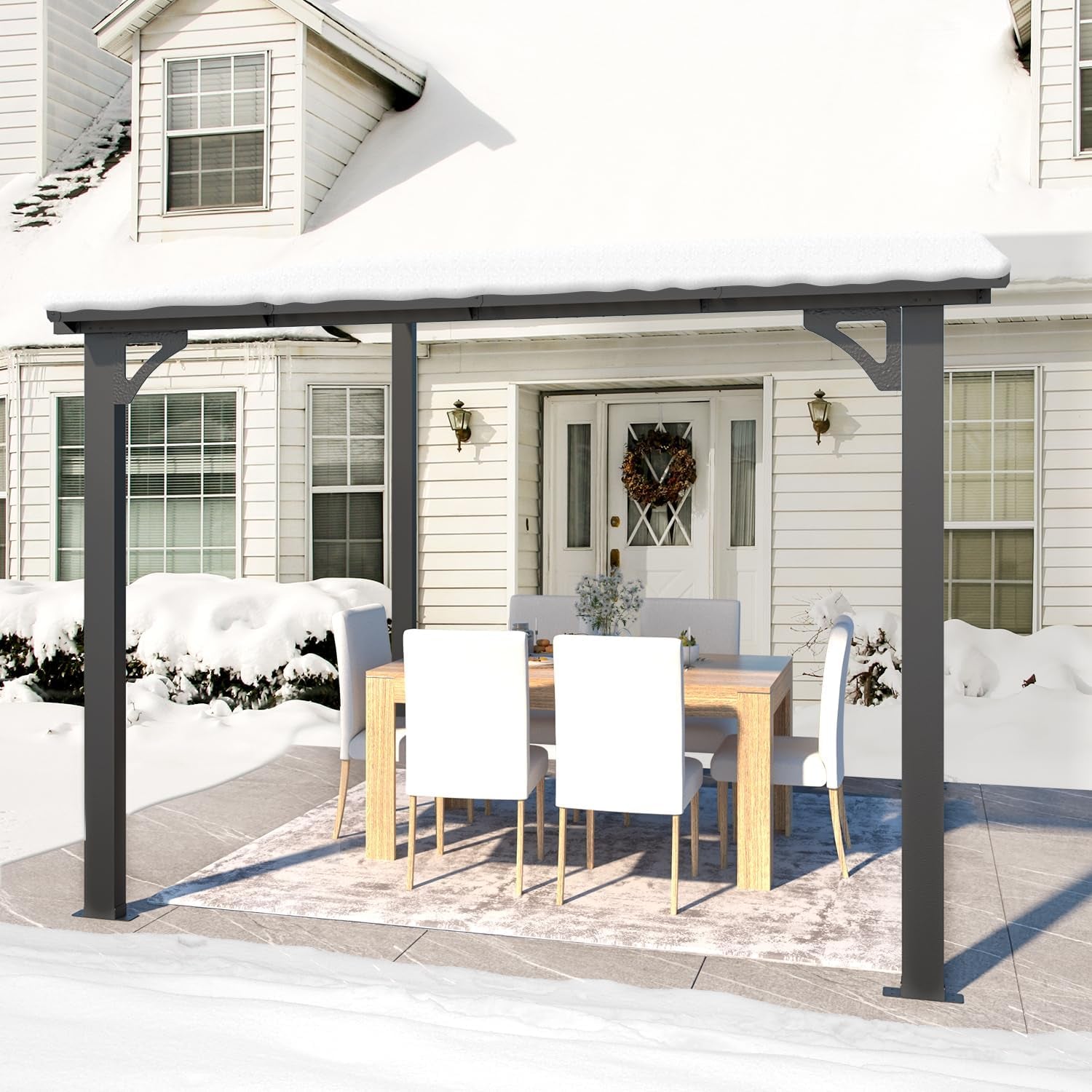 8x8 Wall-Mounted Gazebo Lean To Patio Clearance-3