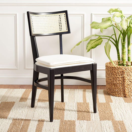 Home Collection Galway Coastal Black/Natural Cane Seat Cushion Dining Chair-0