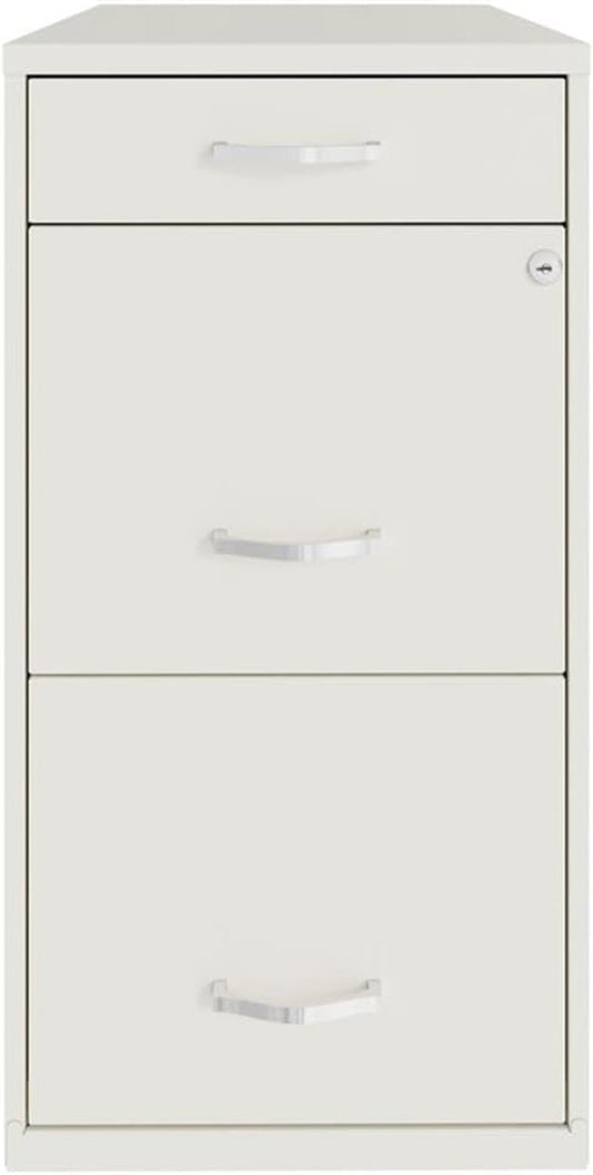 Space Solutions 18In Deep 3 Drawer Metal File Cabinet Pearl White, Letter Size, Fully Assembled-0