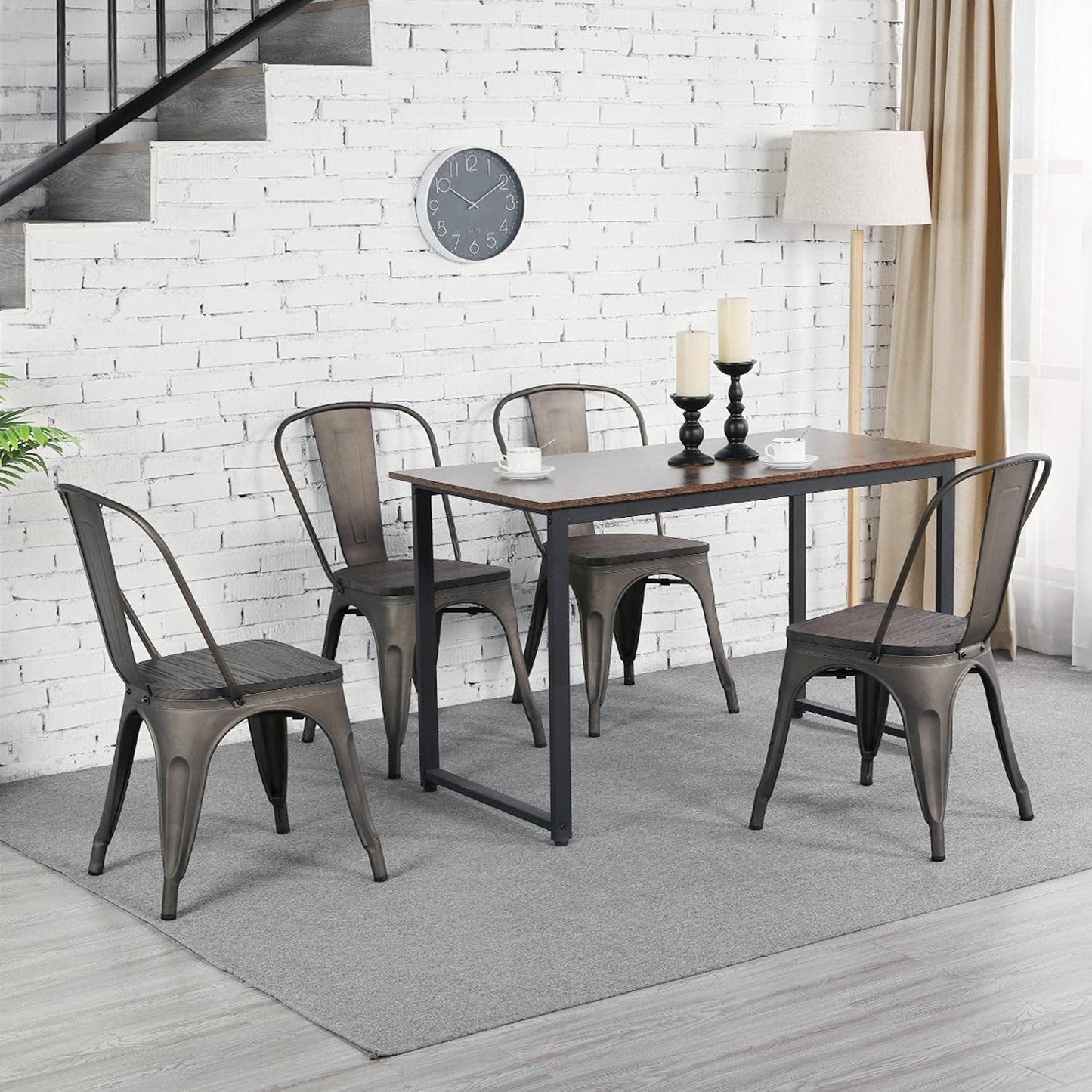 Metal Dining Chairs Set of 4, Gun Metal-2