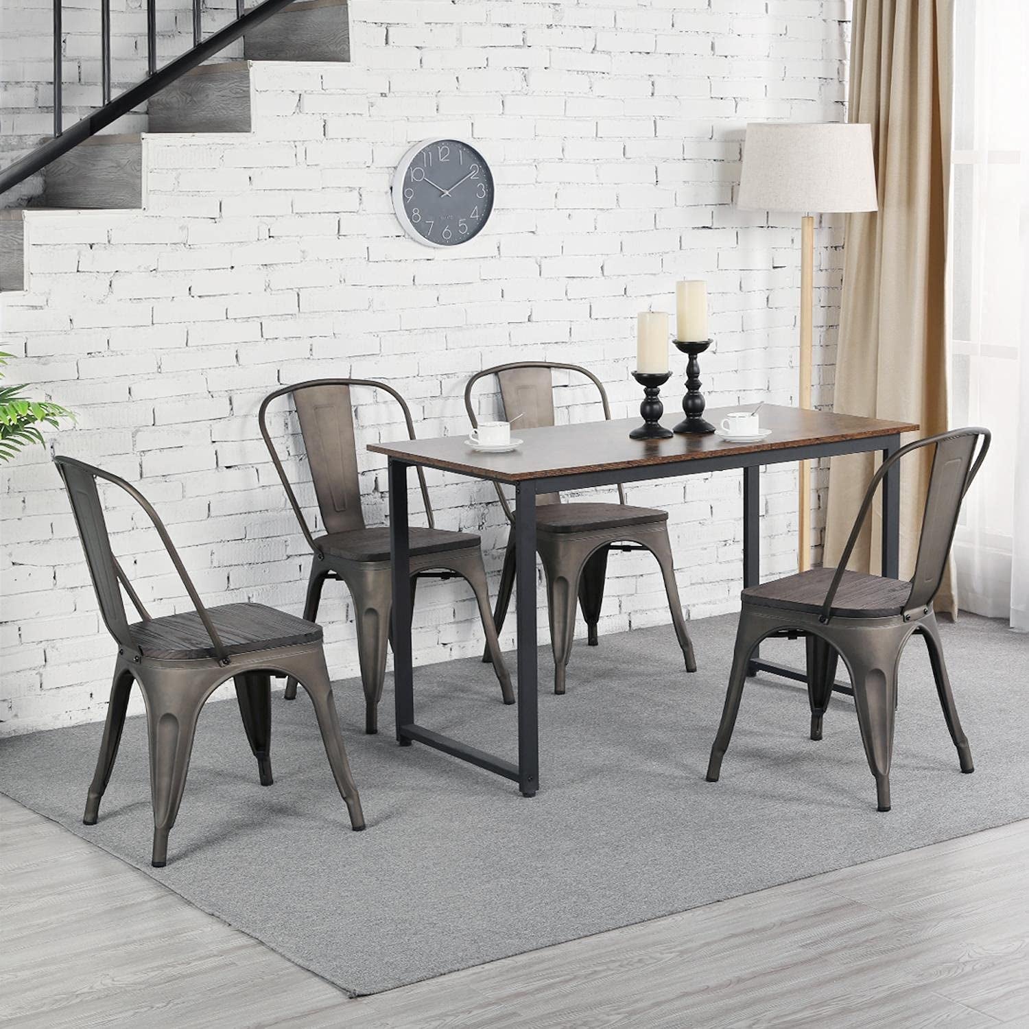 Metal Dining Chairs Set of 4, Gun Metal-2