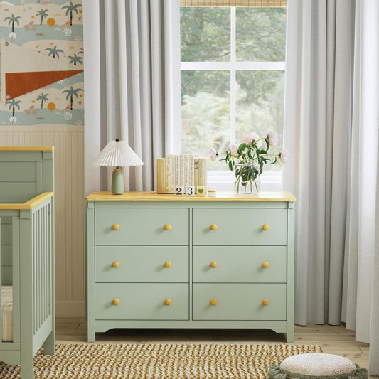 Shea 6-Drawer Dresser in Light Sage and Honey, GREENGUARD Gold Certified-1