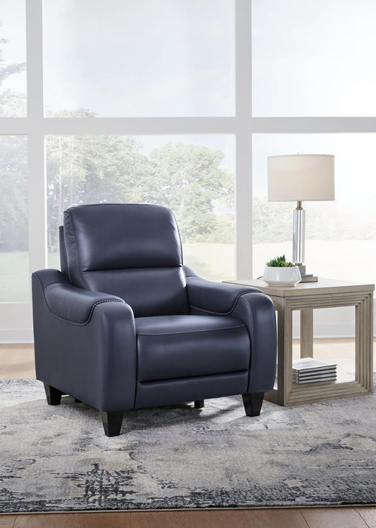 Mercomatic Contemporary Leather Match Wall Hugger Power Recliner with Adjustable Headrest and USB Ports, Blue-1