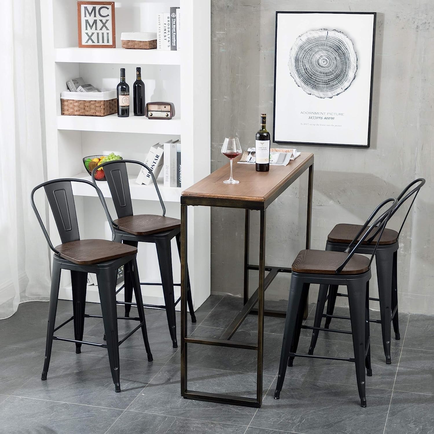 Swivel Counter Height Bar Chairs with Back, Set of 4-4