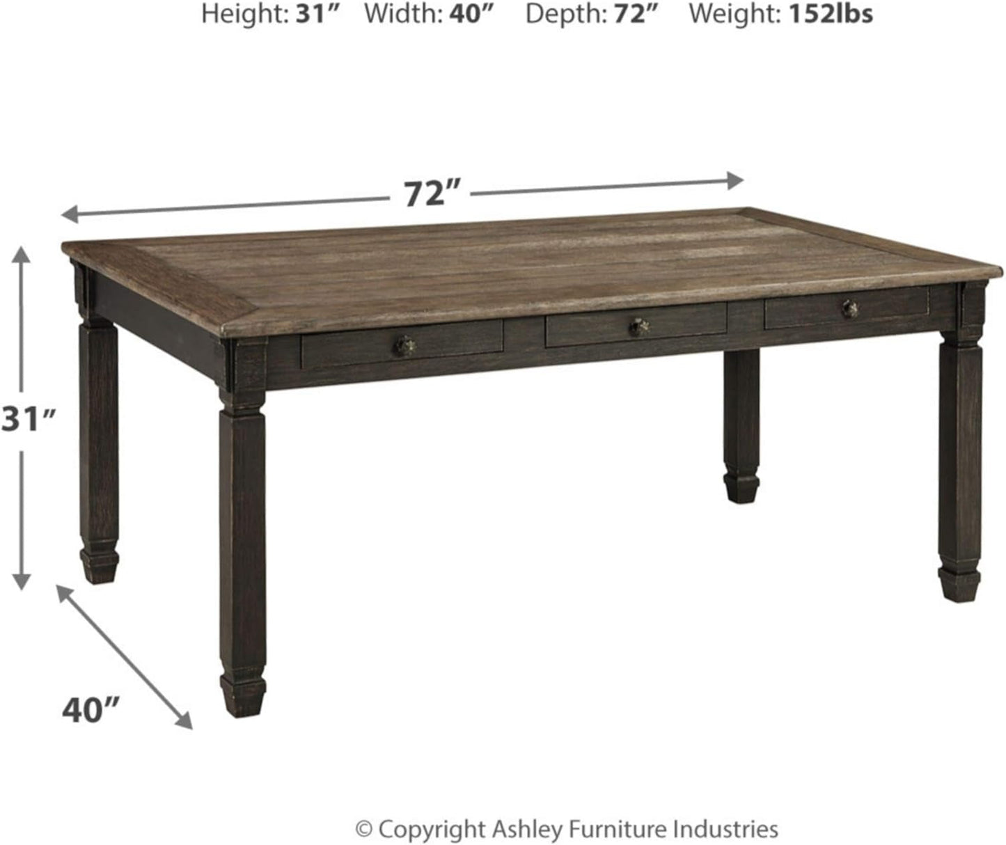Tyler Creek Farmhouse Dining Table with Drawers, Seats up to 6, Almost Black-2