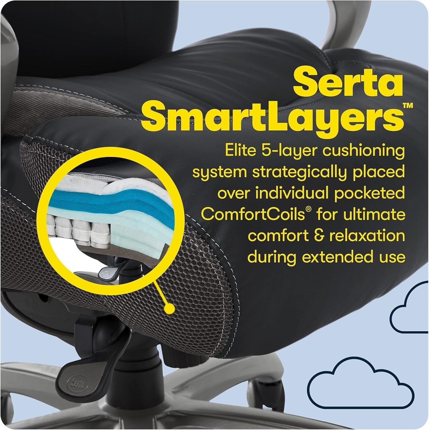 Jackson Big and Tall Executive Office Chair with AIR Technology and Smart Layers Premium Elite Foam, Supports up to 350 Pounds, Bonded Leather, Black-4
