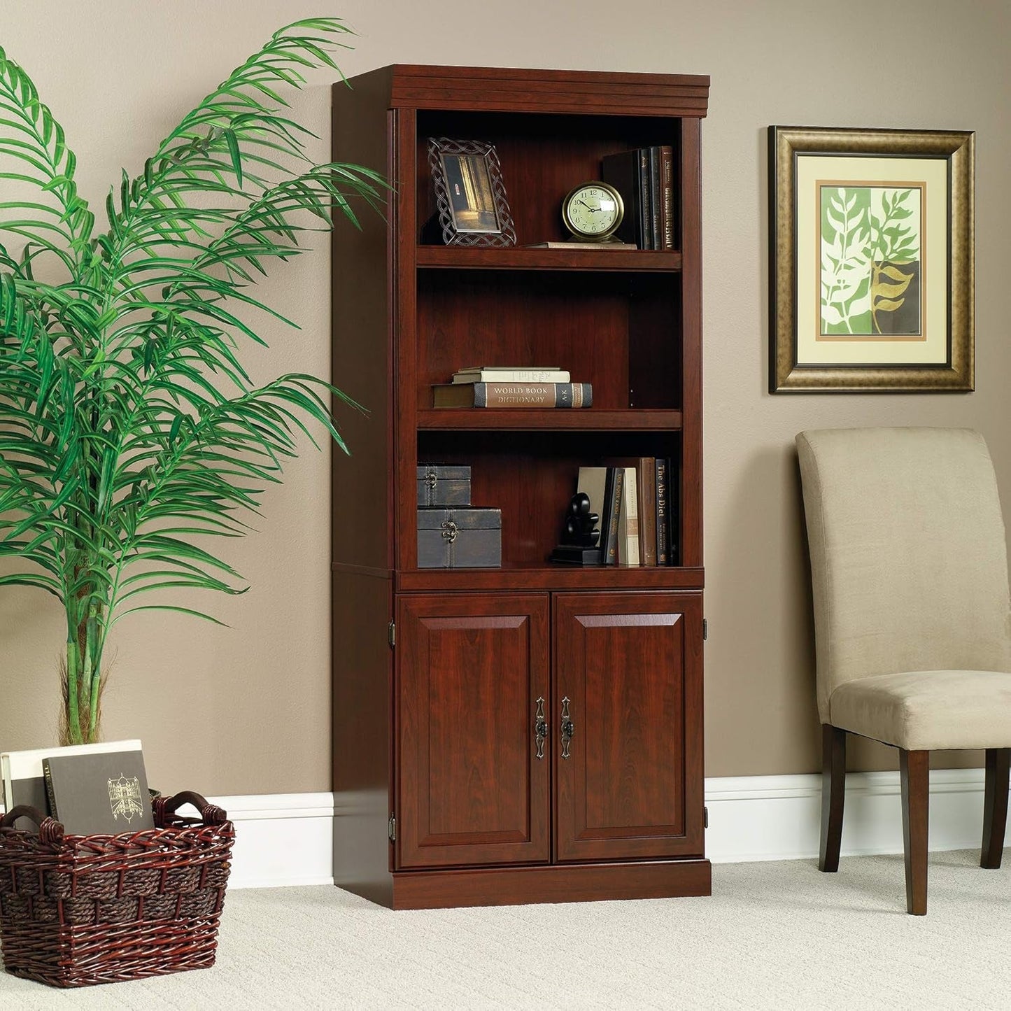 Heritage Hill Library with Doors/Book Shelf, L: 29.80" X W: 12.99" X H: 71.26", Classic Cherry Finish-1