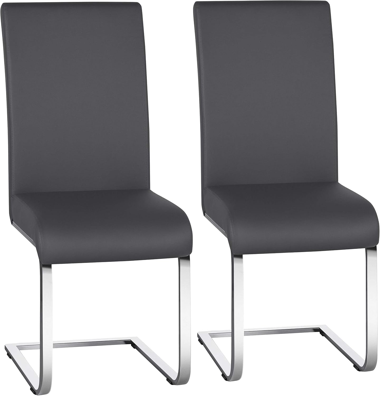 Dining Chairs Living Room Chairs Modern Chairs with High Back, Leather Surface and Metal Legs for Home Kitchen Wedding Louge, Set of 2, Gray-0