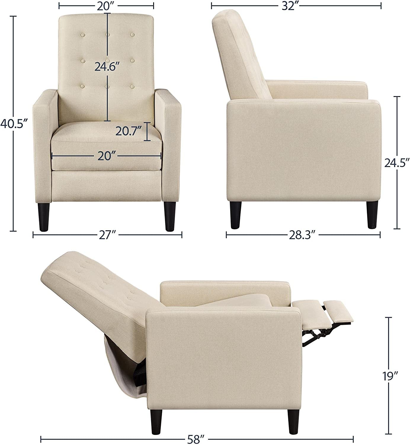 Fabric Recliner Chair Mid-Century Modern-2