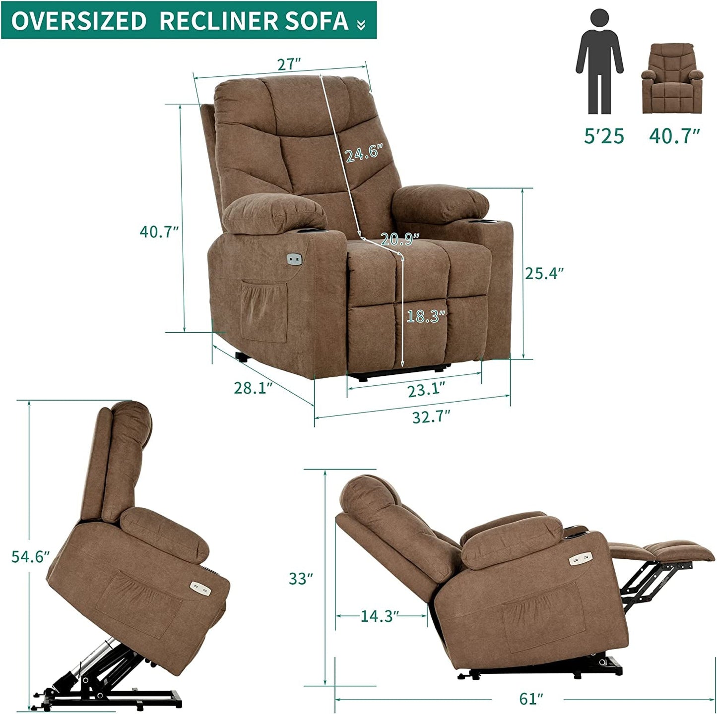 Electric Power Lift Recliner Chair for Elderly-2