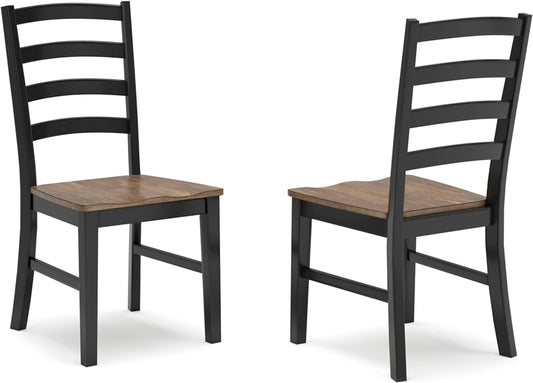 Wildenauer Rustic Armless Dining Chair, Set of 2, Black & Light Brown-0