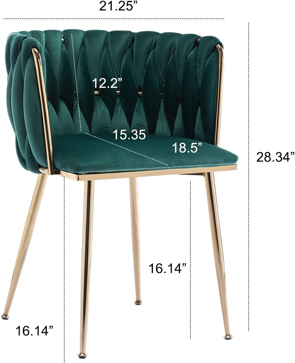 Velvet Dining Chairs Set of 4, Modern Dining Chair with Gold Metal Legs, Luxury Tufted Dining Chairs for Living Room, Bedroom, Kitchen (Green)-2