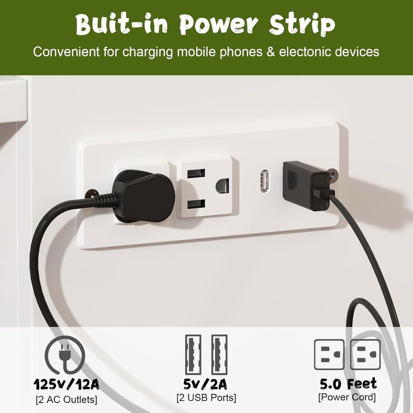 Full Size Murphy Bed with Charging Station and Drawer-4
