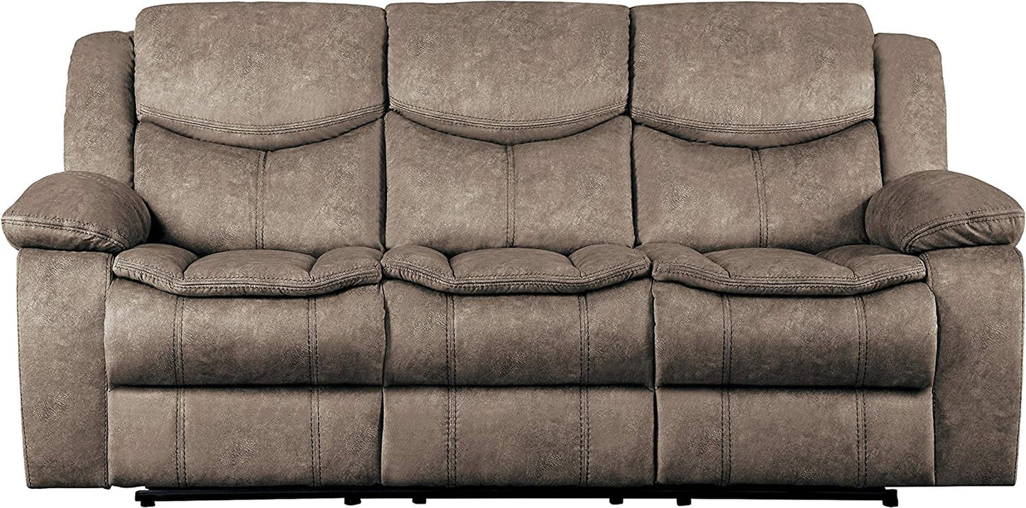Bay Manual Double Reclining Sofa, Brown-3