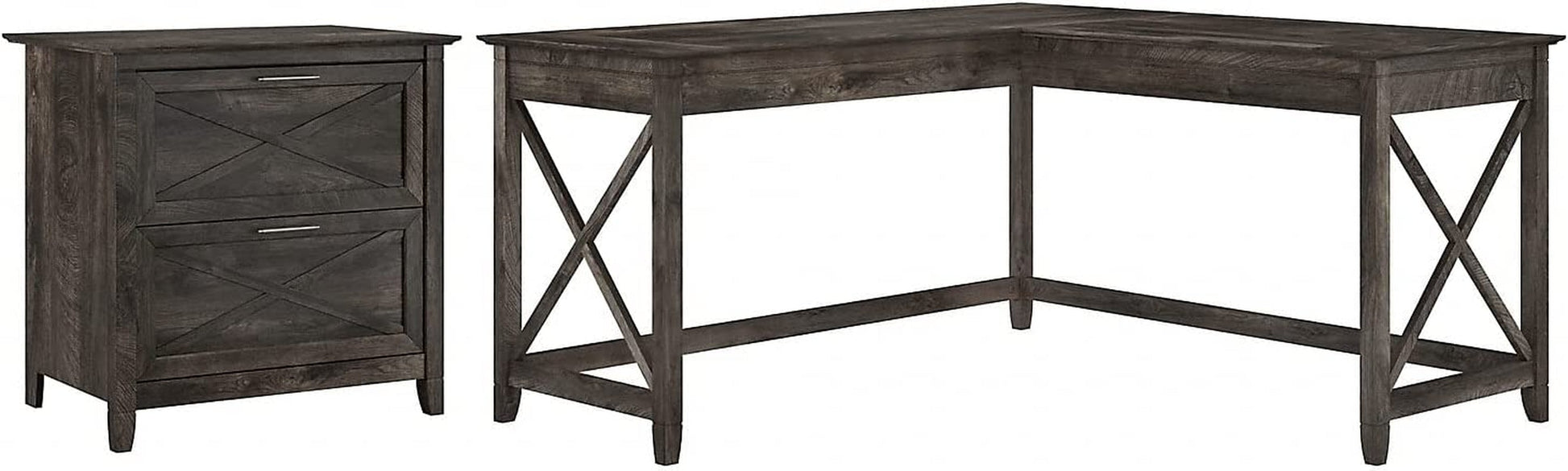 Key West L Shaped Desk with Mobile File Cabinet-3