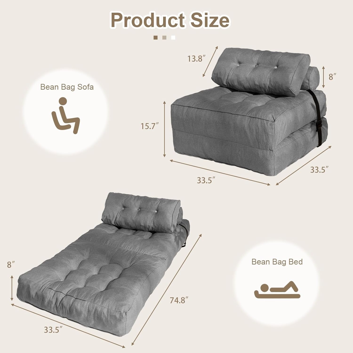 Portable Folding Couch Bed with Pillow-1